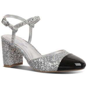 69$ On 34th Dotti Capped Toe Buckled Ankle Strap Heel Pumps Size 10 US Silver